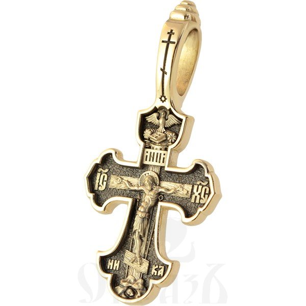 крест с молитвой честному кресту «да воскреснет бог», золото 585 проба желтое (арт. 201.478)