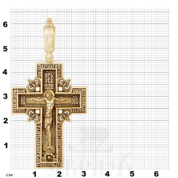 крест «распятие. молитва «крест – хранитель всей вселенной», золото 585 проба желтое (арт. 201.511)