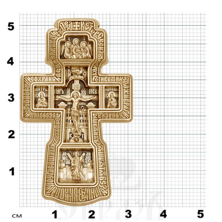 крест «распятие. святая троица. икона божией матери «державная». семь святых», золото 585 проба желтое (арт. 201.515)