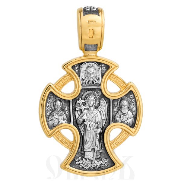 крест «господь вседержитель. ангел хранитель», серебро 925 проба с золочением (арт. 101.028)