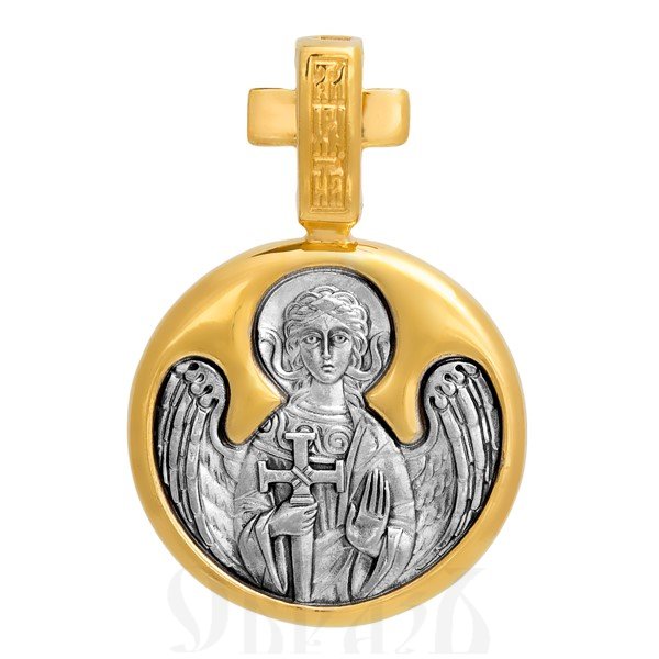 образок «святой благоверный князь олег брянский. ангел хранитель», серебро 925 проба с золочением (арт. 102.105)