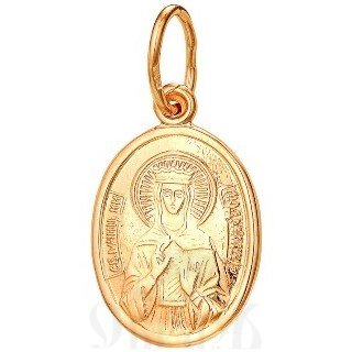 нательная икона святая мученица людмила чешская княгиня, золото 585 пробы красное (артикул 25-111)