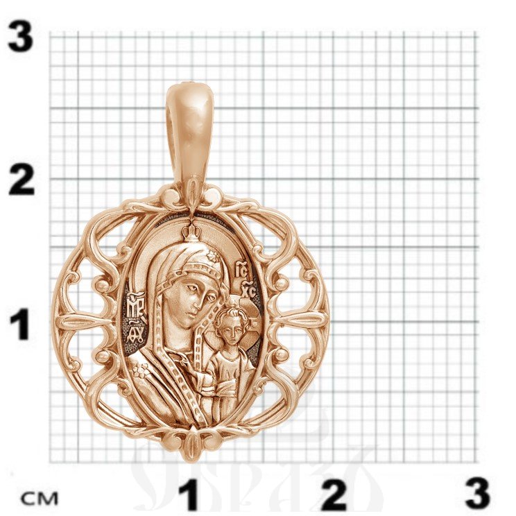 образок «казанская икона божией матери. молитва», золото 585 проба красное (арт. 202.244-1)