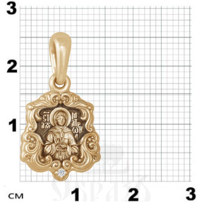 нательная икона «блаженная матрона. молитва», золото 585 пробы желтое с бриллиантом (арт. 202.520)