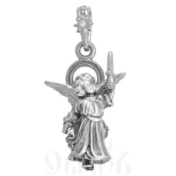 образок «ангелочек с мечом», серебро 925 проба с фианитом (арт. 102.897)