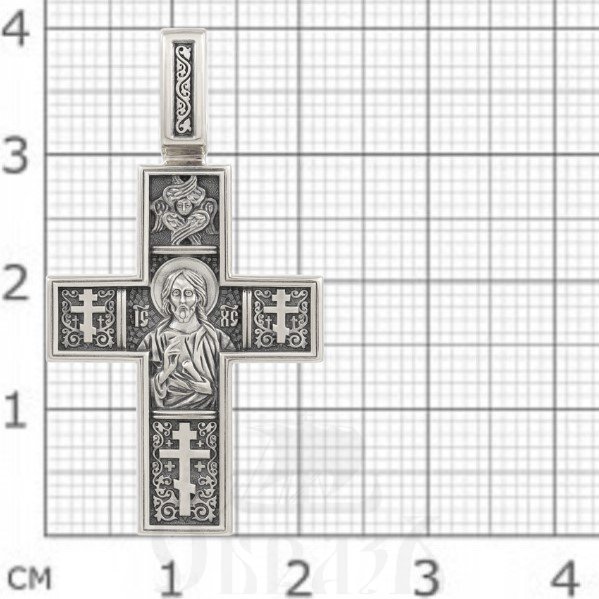 крест «господь вседержитель. св. мученик трифон», золото 585 проба белое (арт. 201.087-3)