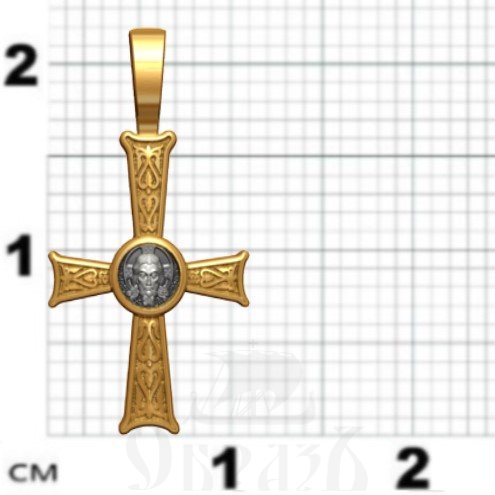 крест с образом спас нерукотворный и хризмой, серебро 925 проба с золочением (арт. 17.002)