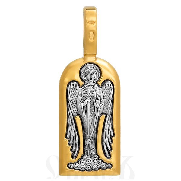 образок «святой преподобный роман сладкопевец. ангел хранитель», серебро 925 проба с золочением (арт. 102.122)
